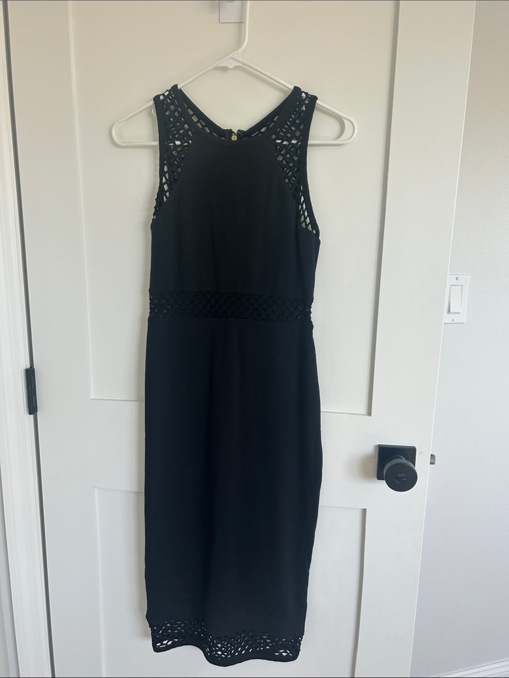 Express Black Crochet-Trim Sleeveless Midi Dress